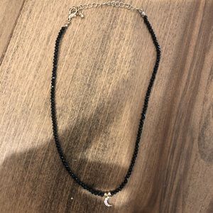Crescent moon beaded choker